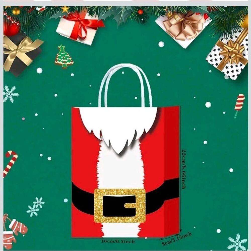 HongXingHai 8Pcs Fine Christmas Kraft Paper Gift Bags With Handles - Holiday... - Picture 2 of 6